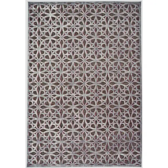 Purple Brown and Gray Geometric Power Loom Area Rug Photo 4