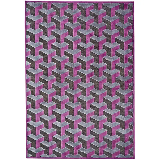 Purple Brown and Gray Geometric Power Loom Area Rug Photo 2