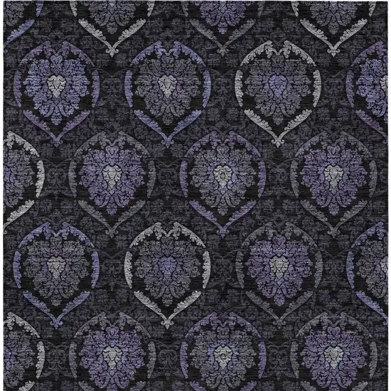 Purple Charcoal And Gray Medallion Washable Indoor Outdoor Area Rug Photo 7