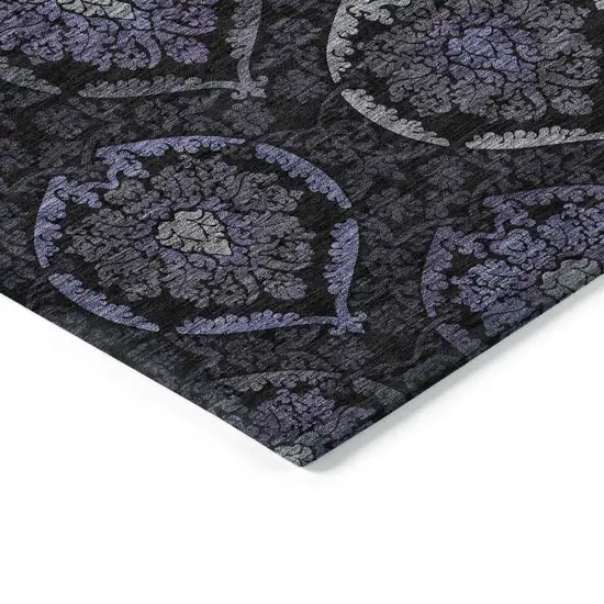 Purple Charcoal And Gray Medallion Washable Indoor Outdoor Area Rug Photo 5