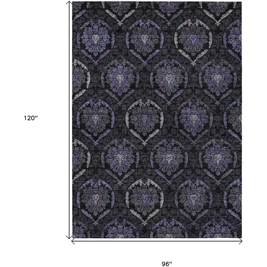 Purple Charcoal And Gray Medallion Washable Indoor Outdoor Area Rug Photo 3