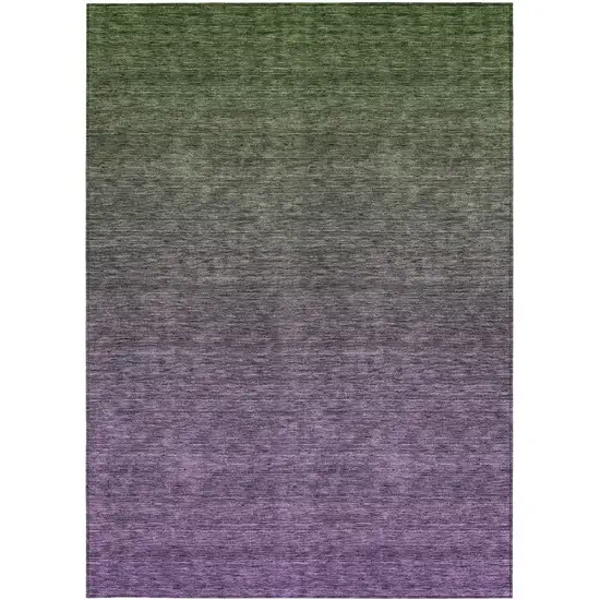 Purple Charcoal And Green Ombre Washable Indoor Outdoor Area Rug Photo 6