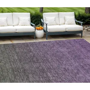 Photo of Purple Charcoal And Green Ombre Washable Indoor Outdoor Area Rug