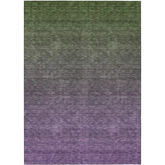 Purple Charcoal And Green Ombre Washable Indoor Outdoor Area Rug Photo 2