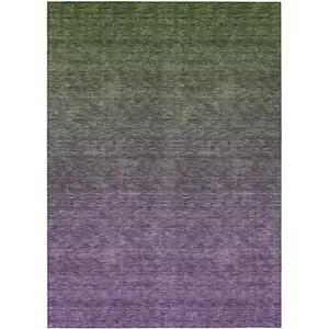 Photo of Purple Charcoal And Green Ombre Washable Indoor Outdoor Area Rug