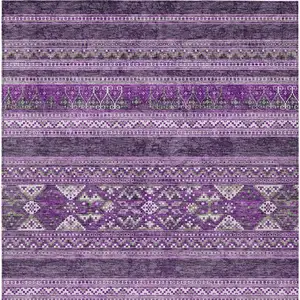 Photo of Purple Eggplant And Gray Southwestern Washable Indoor Outdoor Area Rug