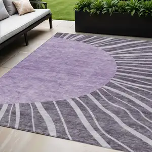 Photo of Purple Eggplant And Lavender Abstract Washable Indoor Outdoor Area Rug