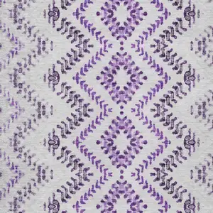 Photo of Purple Eggplant And Lavender Geometric Washable Indoor Outdoor Area Rug