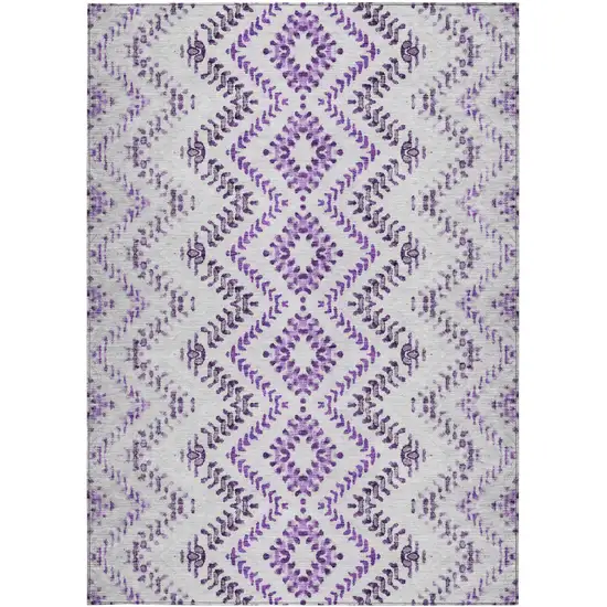 Purple Eggplant And Lavender Geometric Washable Indoor Outdoor Area Rug Photo 5