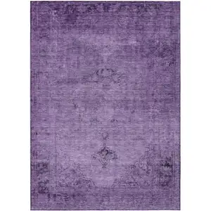 Photo of Purple Eggplant And Lavender Oriental Washable Indoor Outdoor Area Rug