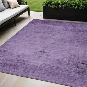 Photo of Purple Eggplant And Lavender Oriental Washable Indoor Outdoor Area Rug