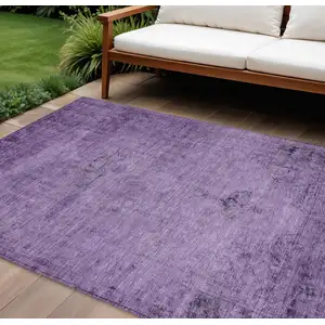 Photo of Purple Eggplant And Lavender Oriental Washable Indoor Outdoor Area Rug