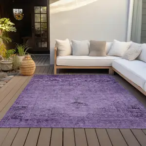 Photo of Purple Eggplant And Lavender Oriental Washable Indoor Outdoor Area Rug