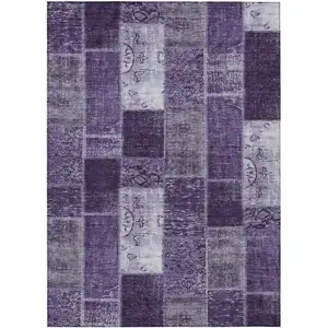 Photo of Purple Eggplant And Lavender Patchwork Washable Indoor Outdoor Area Rug