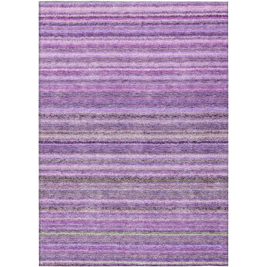 Purple Eggplant And Lilac Striped Washable Indoor Outdoor Area Rug Photo 2