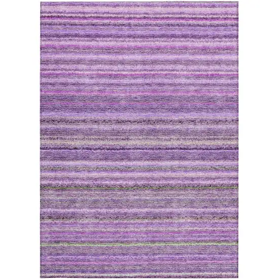 Purple Eggplant And Lilac Striped Washable Indoor Outdoor Area Rug Photo 6