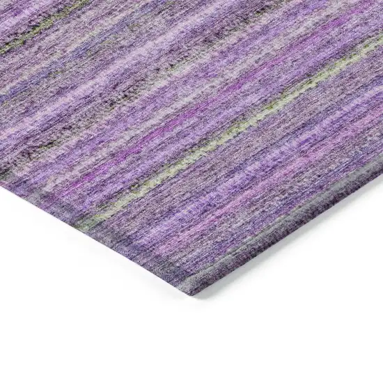 Purple Eggplant And Lilac Striped Washable Indoor Outdoor Area Rug Photo 5