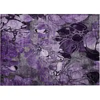 Photo of Purple Floral Washable Non Skid Indoor Outdoor Area Rug