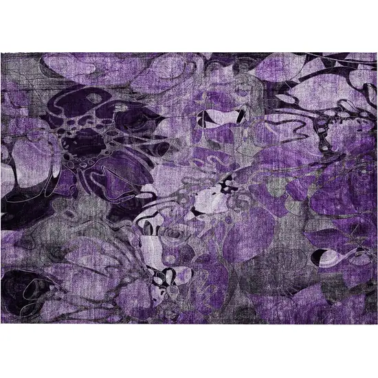 Purple Abstract Washable Indoor Outdoor Area Rug Photo 2