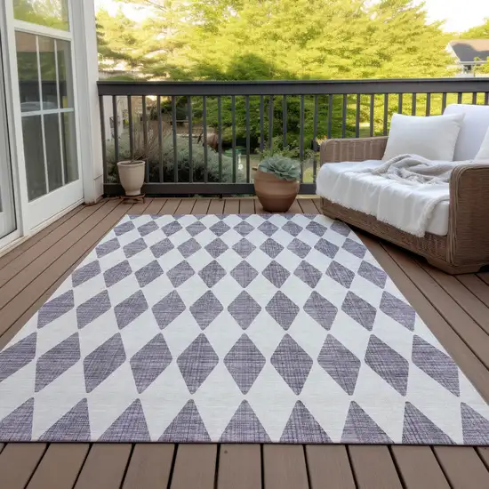 Purple And Lilac Geometric Washable Indoor Outdoor Area Rug Photo 9