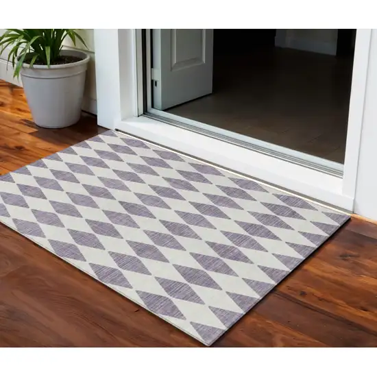 Purple Geometric Washable Indoor Outdoor Area Rug Photo 1