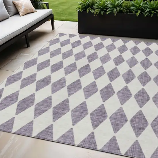 Purple Geometric Washable Indoor Outdoor Area Rug Photo 1