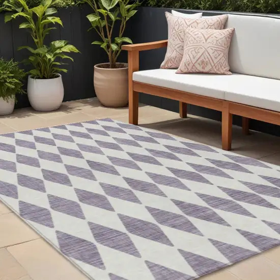 Purple Geometric Washable Indoor Outdoor Area Rug Photo 1