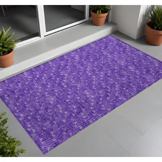 Purple Geometric Washable Non Skid Indoor Outdoor Area Rug Photo 1