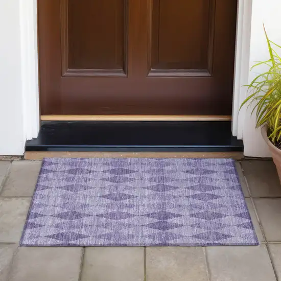 Purple Geometric Washable Non Skid Indoor Outdoor Area Rug Photo 8