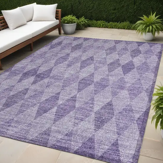 Purple Geometric Washable Non Skid Indoor Outdoor Area Rug Photo 1