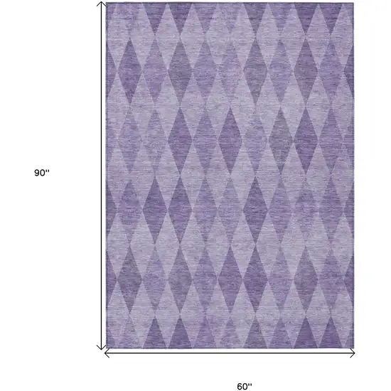 Purple Geometric Washable Non Skid Indoor Outdoor Area Rug Photo 3