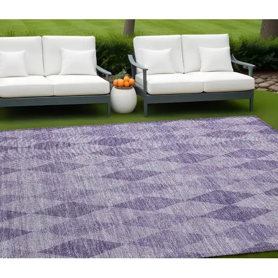 Purple Geometric Washable Non Skid Indoor Outdoor Area Rug Photo 1