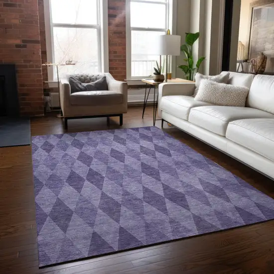 Purple Geometric Washable Non Skid Indoor Outdoor Area Rug Photo 9