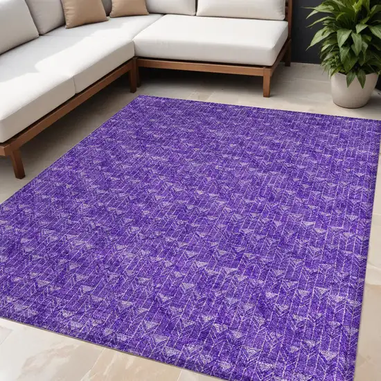 Purple Geometric Washable Non Skid Indoor Outdoor Area Rug Photo 1