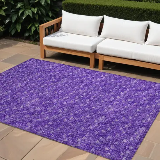 Purple Geometric Washable Non Skid Indoor Outdoor Area Rug Photo 2