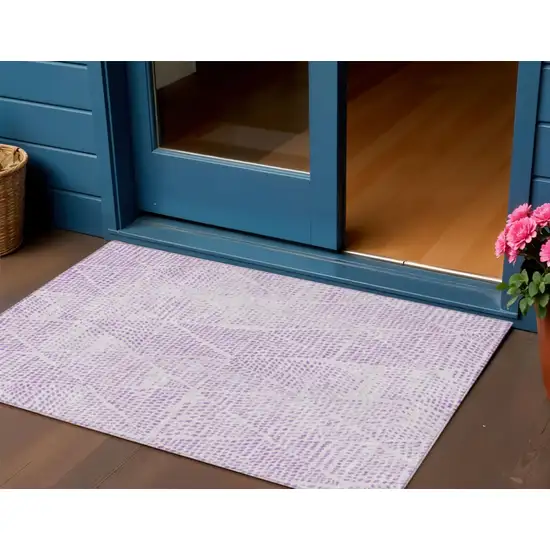 Purple Geometric Washable Non Skid Indoor Outdoor Area Rug Photo 1