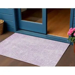 Photo of Purple Geometric Washable Non Skid Indoor Outdoor Area Rug