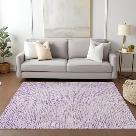 Purple And Ivory Geometric Washable Indoor Outdoor Area Rug Photo 7