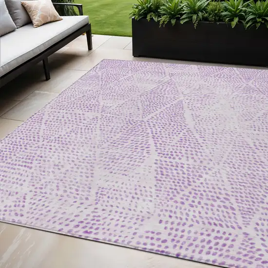 Purple Geometric Washable Non Skid Indoor Outdoor Area Rug Photo 1