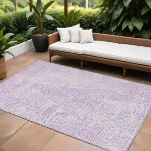 Photo of Purple Geometric Washable Non Skid Indoor Outdoor Area Rug