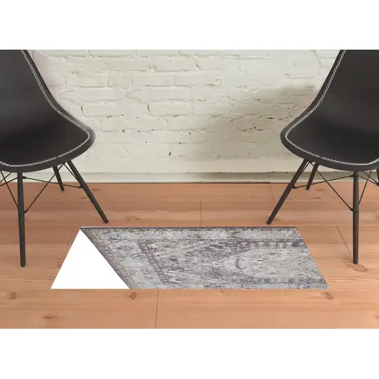 Purple Gray And Ivory Abstract Stain Resistant Area Rug Photo 2