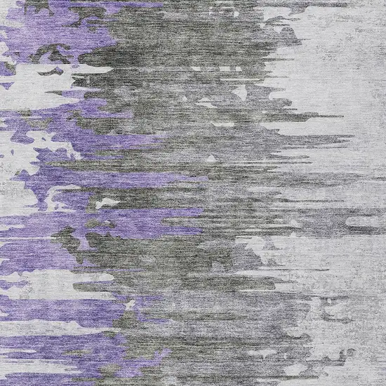 Purple Ivory And Charcoal Abstract Washable Indoor Outdoor Area Rug Photo 4