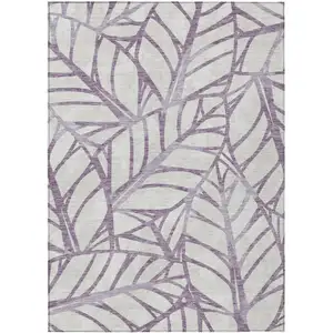 Photo of Purple Lavender And Beige Floral Washable Indoor Outdoor Area Rug