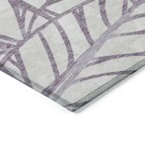 Photo of Purple Lavender And Beige Floral Washable Indoor Outdoor Area Rug