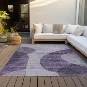 Photo of Purple Lavender And Eggplant Abstract Washable Indoor Outdoor Area Rug