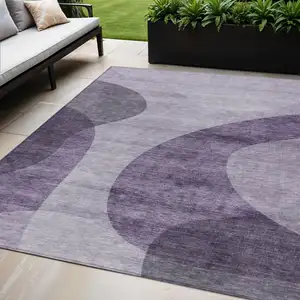 Photo of Purple Lavender And Eggplant Abstract Washable Indoor Outdoor Area Rug