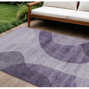 Photo of Purple Lavender And Eggplant Abstract Washable Indoor Outdoor Area Rug