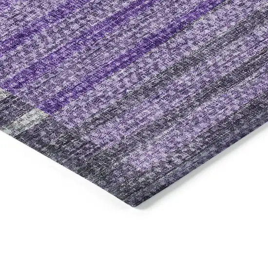 Purple Lavender And Eggplant Striped Washable Indoor Outdoor Area Rug Photo 4