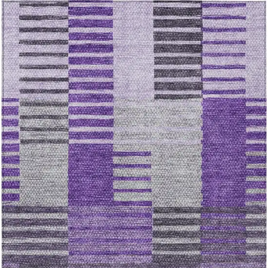 Purple Lavender And Eggplant Striped Washable Indoor Outdoor Area Rug Photo 6