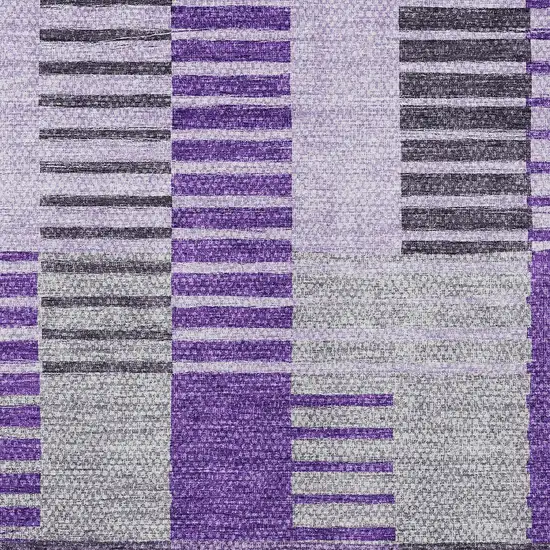 Purple Lavender And Eggplant Striped Washable Indoor Outdoor Area Rug Photo 5